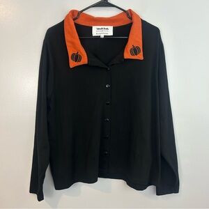 Modcloth Black and Orange Pumpkin Cardigan